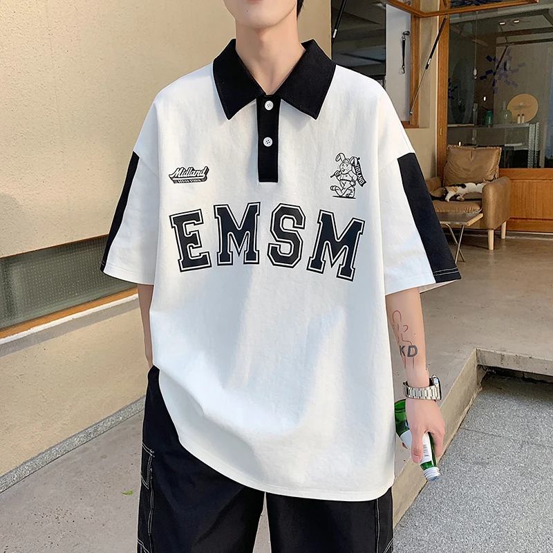 

New Arrival Summer Letter Print Sport F1 Racing Polo T-Shirt Women Unisex Men Short Tee Polo Topwear High Street Oversize Couple