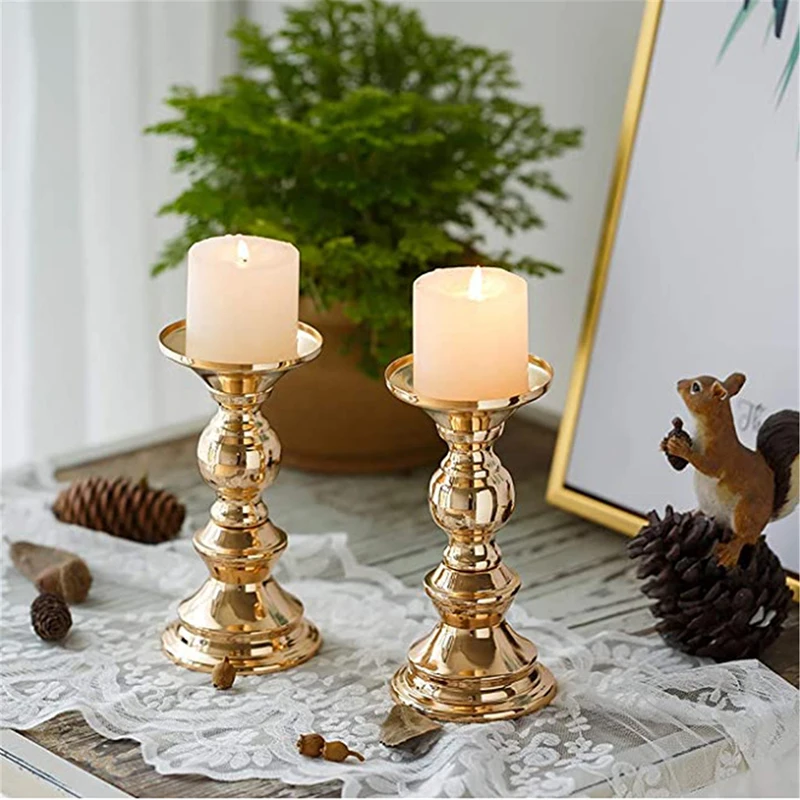 

Gold Pillar Candle Holders Decor for Wedding Centerpieces Metal Candlestick Holder Candlelight Dinner Decoration Table Candlesti