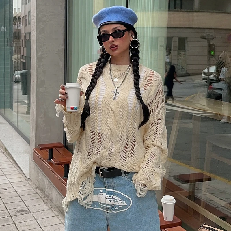 Женские вязаные свитера с круглым вырезом повседневные свободные пуловеры топ