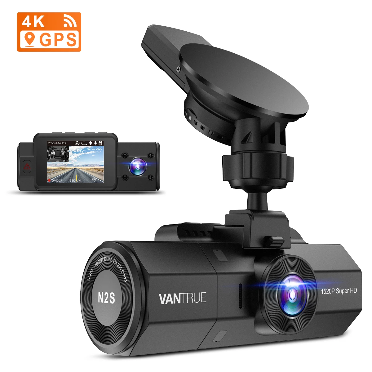 

Vantrue N2S 4K Dash Cam Car Dashboard Camera with Infrared Night Vision Parking Mode Motion Sensor Capacitor Support 256GB