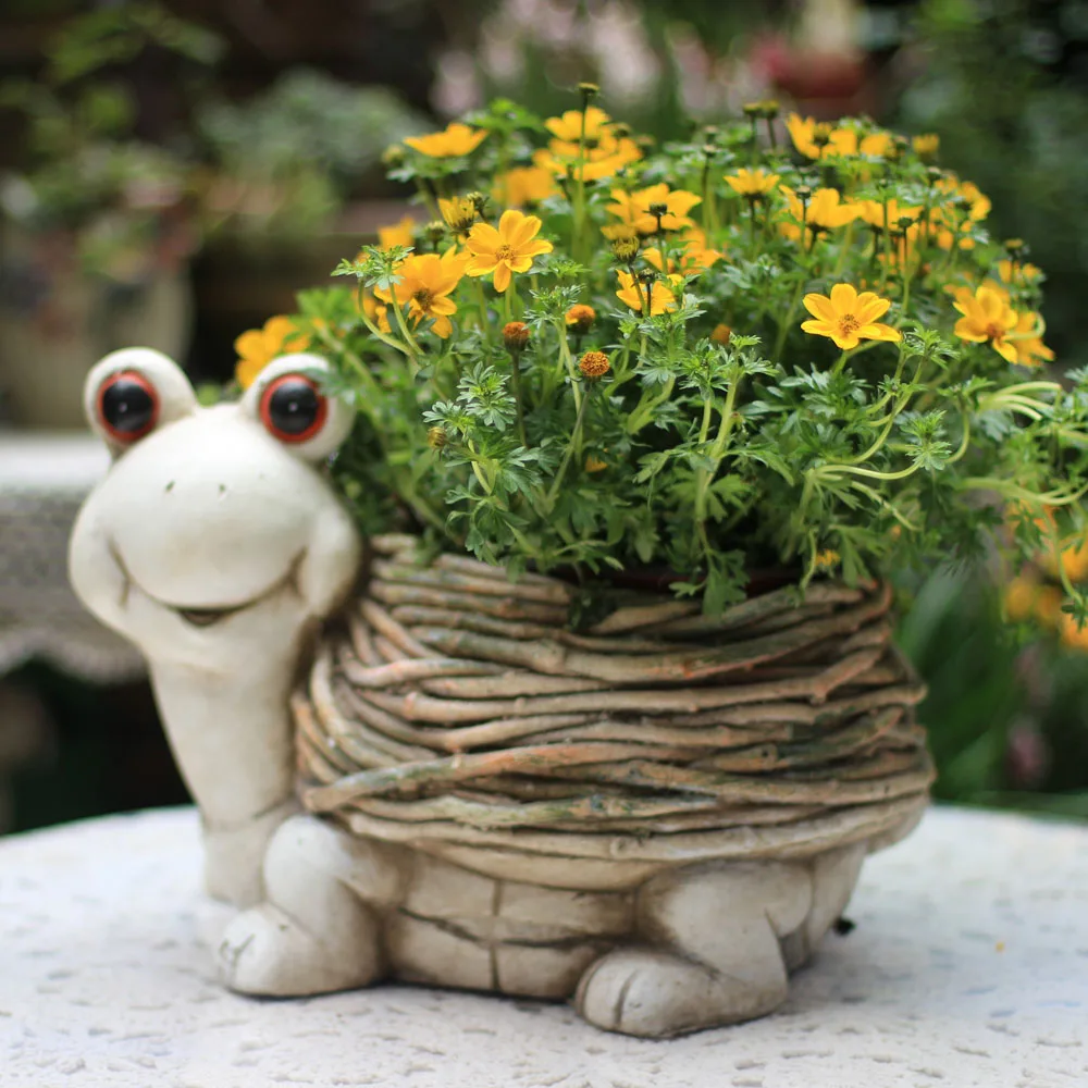

Gardening Animal Flower Pot Creative Rattan Cute Large Swan Turtle Succulent Potted Courtyard Garden Balcony Decoration Crafts