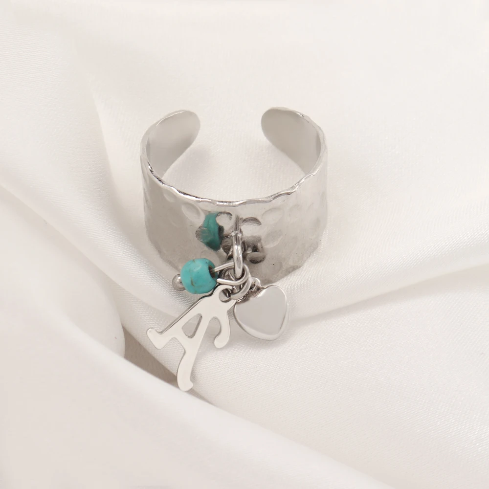 Кольцо с буквой из нержавеющей стали 316L для женщин 26 кулон в форме сердца A-Z