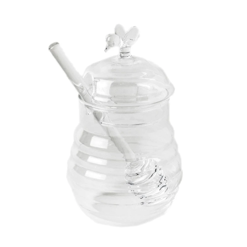 

Honeycombs Sealed Honey Jar Beehive-shaped Jar Clear Honey Glass Bottle for Storing and Dispensing Honey