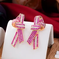 jimbora new cute bowknot pendant earrings for women girl bridal wedding party show trendy romantic sweet gift jewelry
