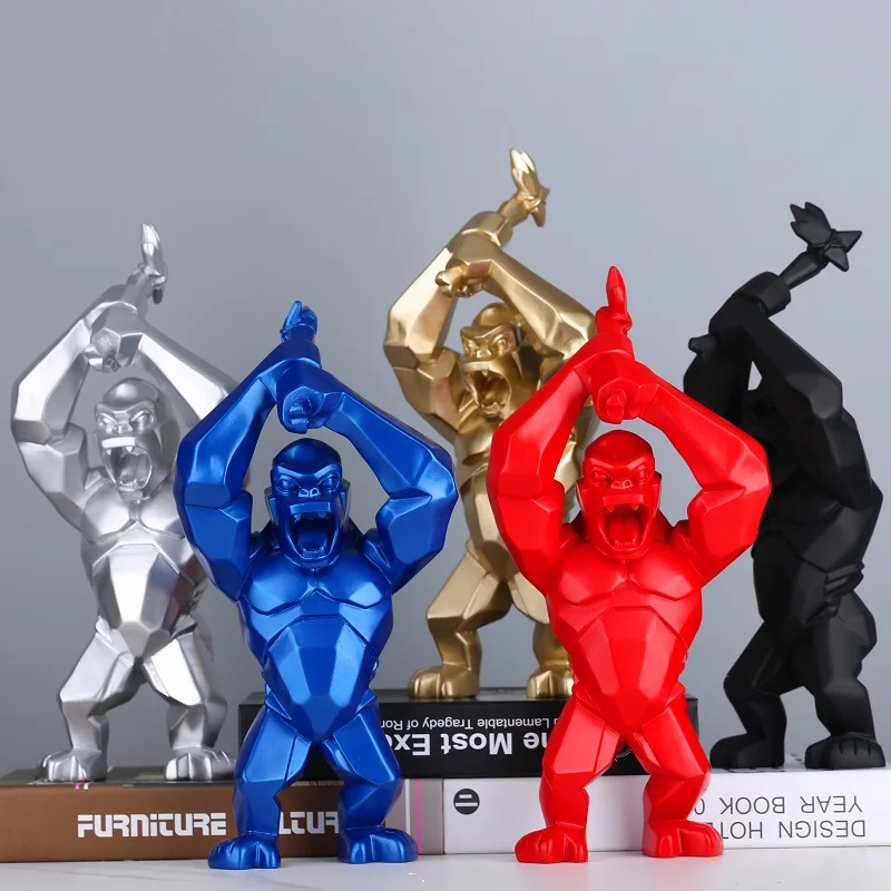 

Nordic Resin Crafts Raise An Axe Gorilla Ornaments Home Living Room Office Wine Cabinet Creative Decorations