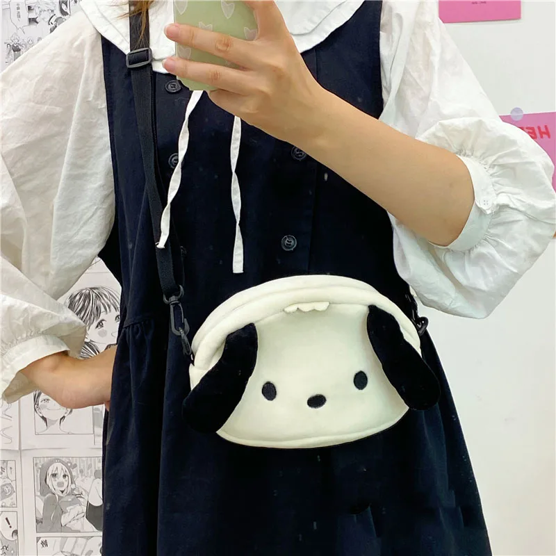 

Sanrioes аниме Pachacco плюшевая сумка, мультяшная сумка через плечо, мягкая плюшевая сумка-мессенджер с животными, женская сумка, сумочка, подарки