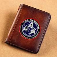 high quality genuine leather wallet starfleet u s s enterprise printing standard purse bk100