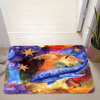 cartoon entrance door mat dirt resistant washable quick dry polyester carpet aesthetic painting starry whale room decor rugs
