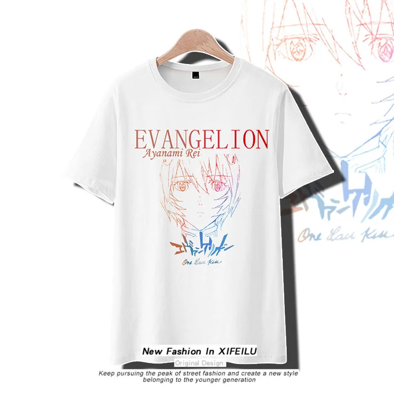 

Повседневная футболка и шорты Аниме EVA Ayanami RAI, костюм для косплея, летние свободные топы унисекс с коротким рукавом для студентов