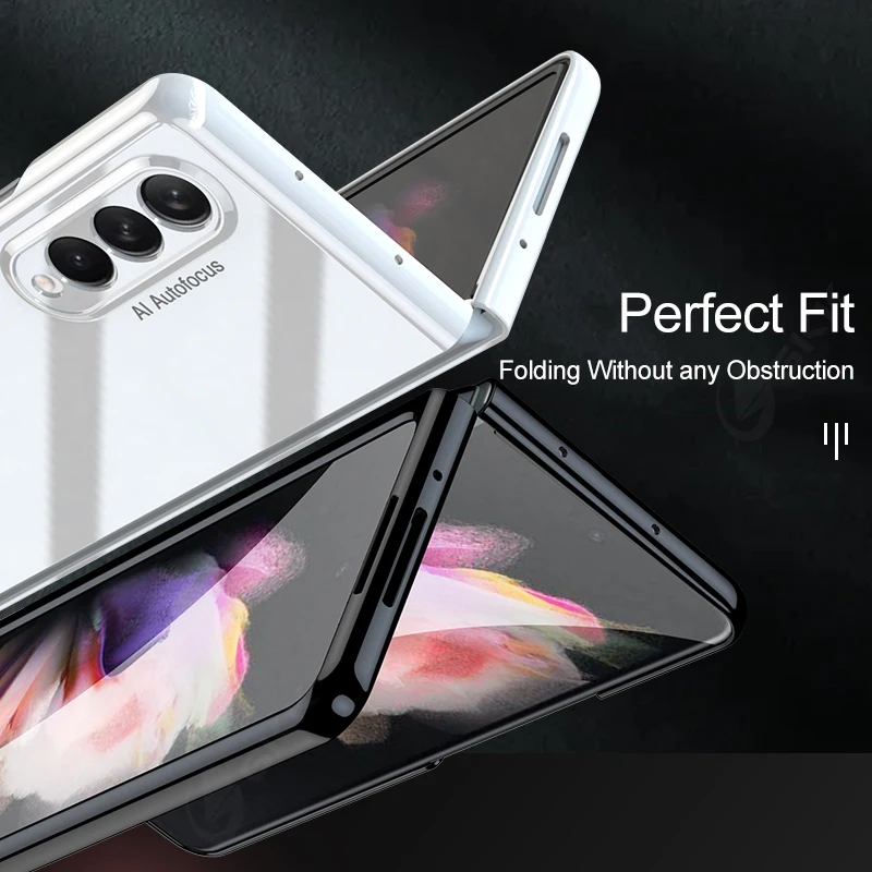 Suitable for Samsung zfold3 foldable phone case flip cover UV glossy case film integrated anti drop phone protective case