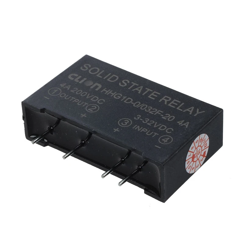 

5X вход 3-32 В DC Выход 4A 200 В DC 4 Pin PCB твердотельное реле HHG1D-0/032F-20