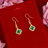 leaf patterned dangle earrings 18k yellow gold filled pretty fashion womens earrings gift