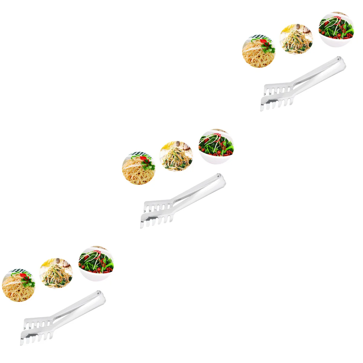 

3pcs Stainless Steel Spaghetti Tongs Pasta Clip Handle Salad Tong for Kitchen
