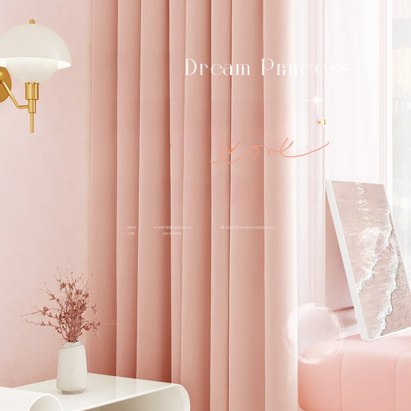 2024 новые розовые персиковые занавески для девочек спальни затемняющие плотные