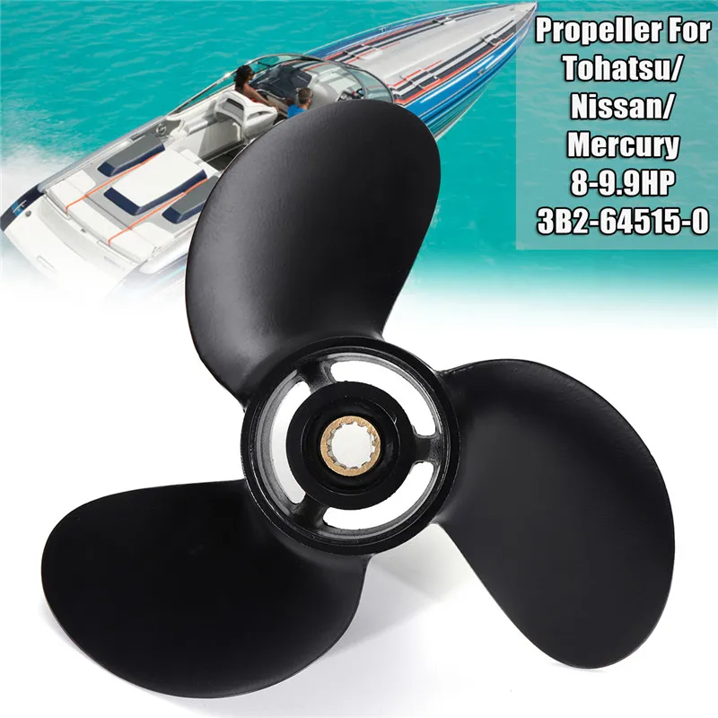 

Outboard Propeller 8.5 x 7.5 For Tohatsu/Nissan/Mercury 8-9.8HP R-Rotation Aluminum Alloy 3 Blades 12 Spline Tooth 3B2-64515-0