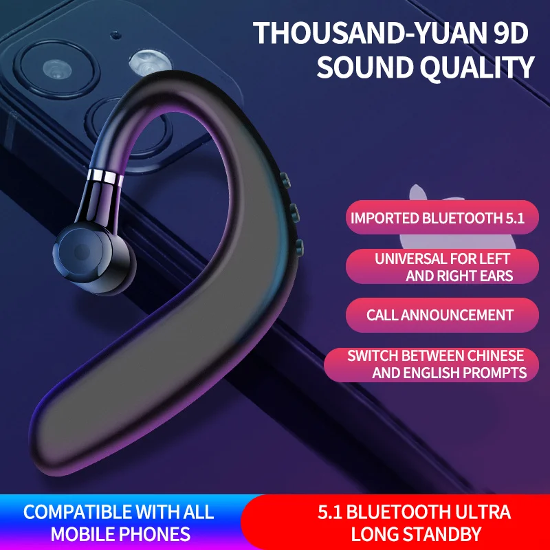 

For CallPhone Fone De Ouvido Sem Fio Earplug Car Bluetooth Wireless Headphone Single Ear Bass Music Headset Game Sports Earphone