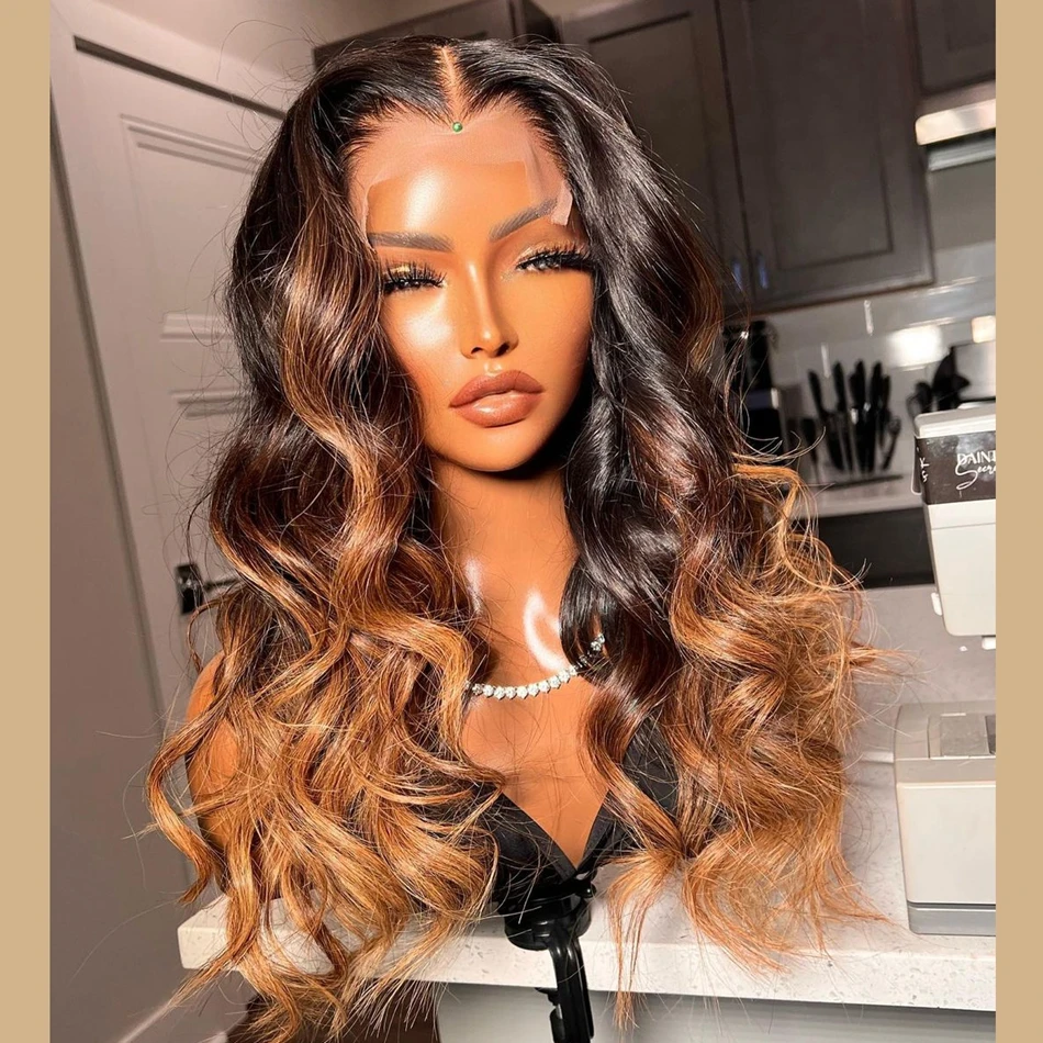 

Natural Wave 3 Tones Ombre Human Hair Remy Indian 360 Lace Frontal Wig 180 Density Pre Plucked Hairline 13x6 Lace Front Wig