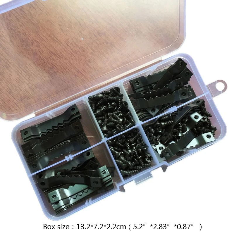 

100pcs Single Sided Sawtooth Hanging Picture Photo Frame Hangers Hooks With 200pcs Screws Accessories