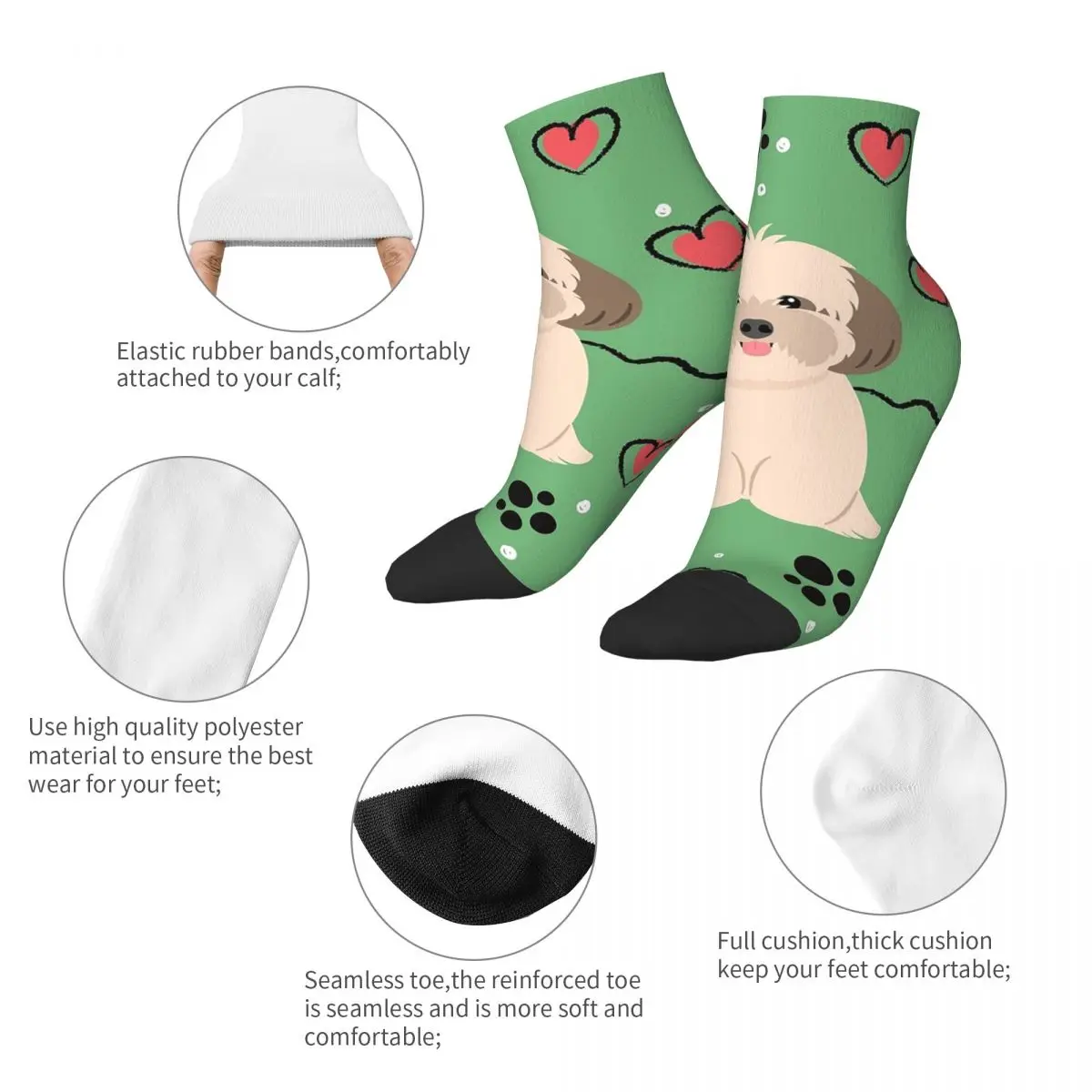 Love Brown Sable Lhasa Apso Shih Tzu Носки для собак Harajuku Высококачественные чулки Всесезонные