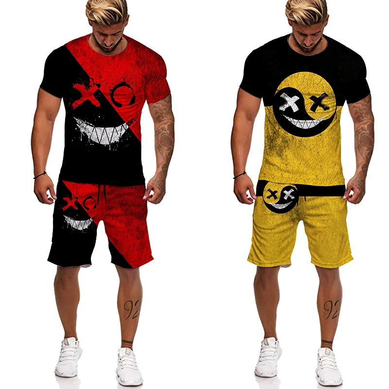 

Футболка/шорты мужские с 3D-принтом, с круглым вырезом и коротким рукавом