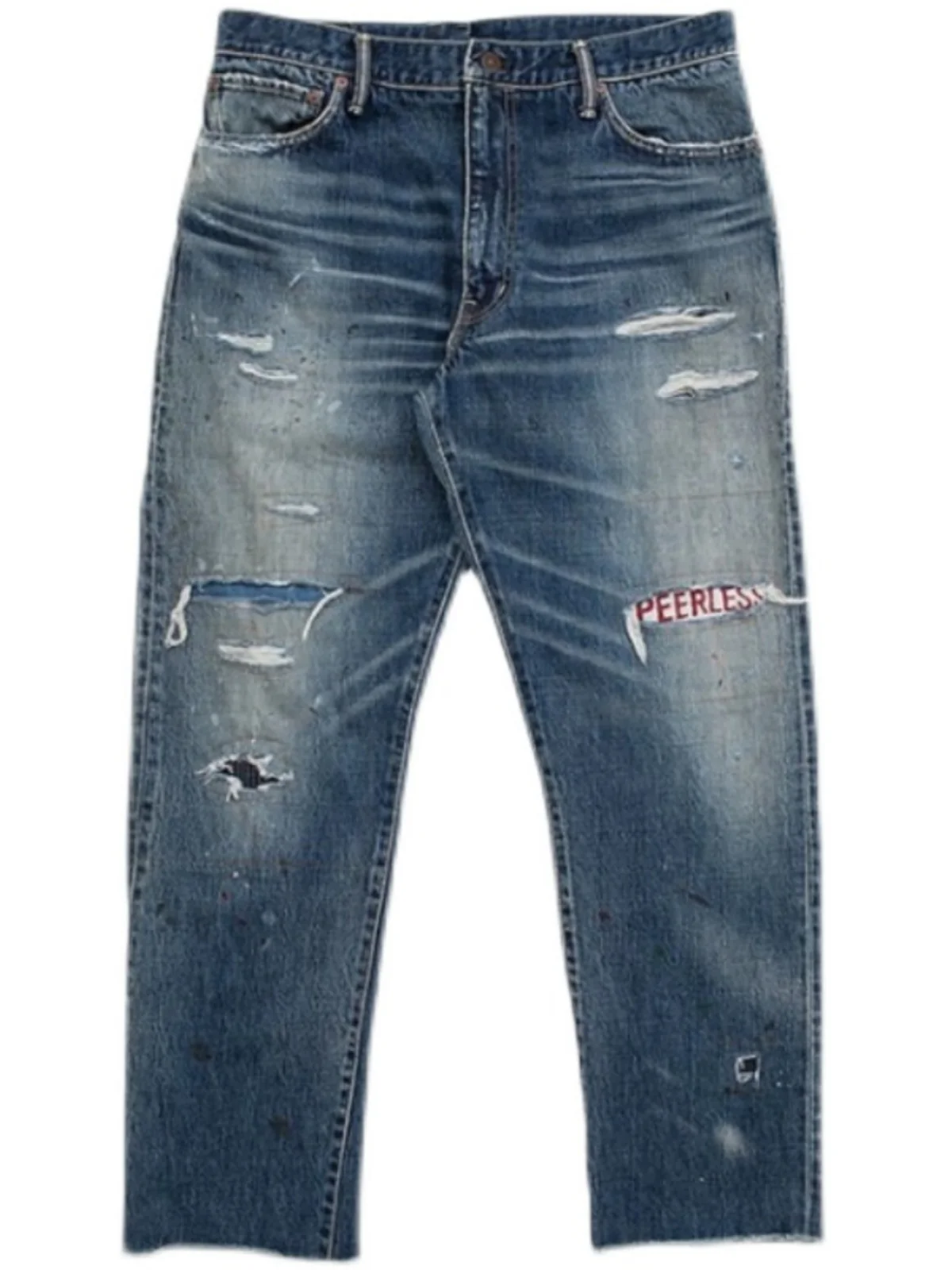 Фото VISVIM 0021 PARCO JOURNEYMAN Shibuya Limited JM Splash Ink Wash Destroy Джинсы с девятью точками №1