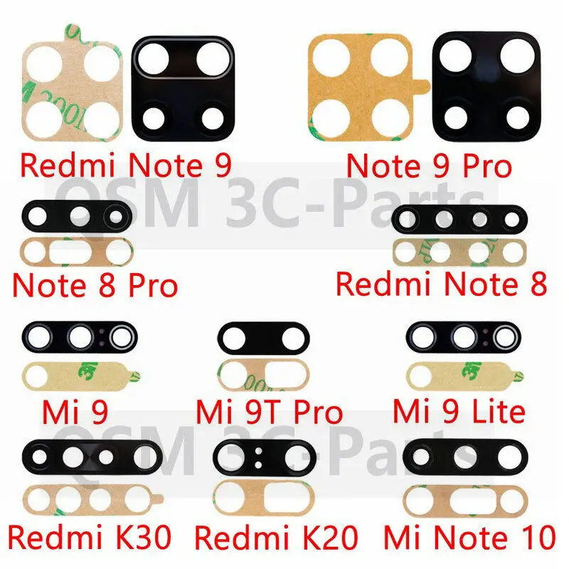 Фото Стекло объектива задней камеры с заменой наклейки для Xiaomi Redmi Note 8 9 pro 9s 10 Redmi K20 K30 Pro Mi 9 SE 9T 10 №1