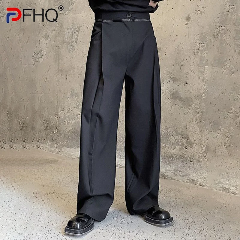 

PFHQ Spring New High Quality Baggy Personality Niche Design Line Wide Leg Men's Casual Trendy Pants 2023 Trousers Elegant Trendy