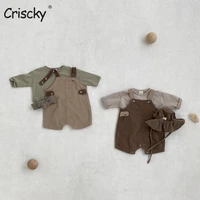 criscky summer newborn baby boys girls cotton romper sleeveless button jumpsuit playsuit overalls casual outfits buttons