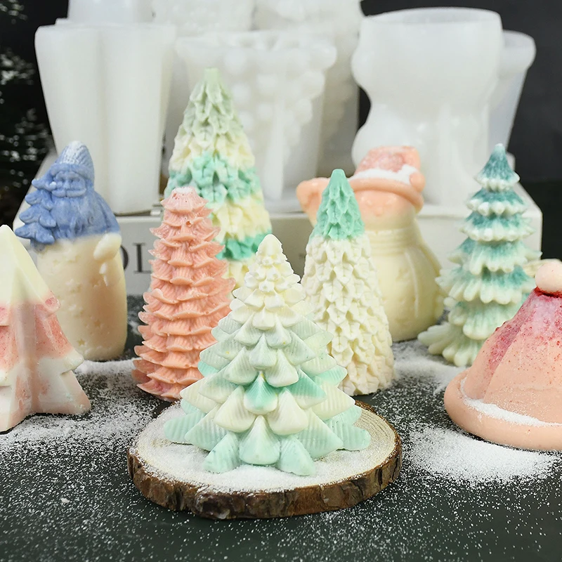 

3D Christmas Candle Mold DIY Christmas Tree Cedar Santa Scented Gypsum Handmade Soap Silicone Mould Craft Making Home Decoration