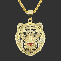 hip hop cubic zirconia lion head pendant neck necklace 2021 trend accessories men rap dance sweater chain coquette jewelry gift