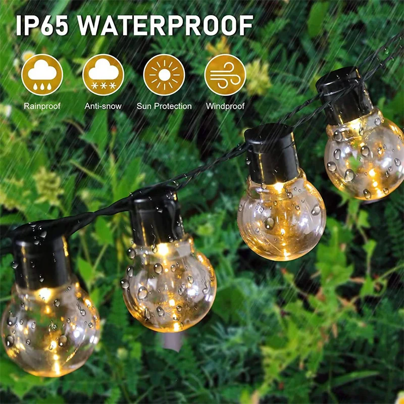 

Рождественская гирлянда, уличная лампа, новый год, раннее праздничное свадебное украшение для сада, светодиодная гирлянда, уличная гирлянда с лампочками G50