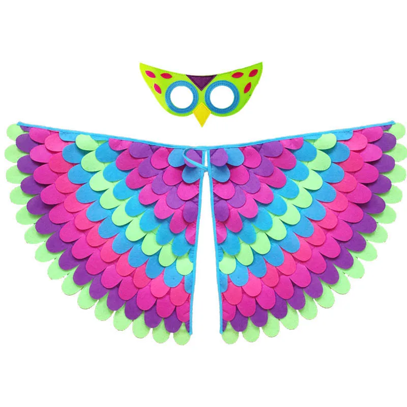 

Rainbow Children's Day Peacock Bird Costumes Halloween Girls Boys Animal Clothes Parrot Butterfly Wings Mask Cloak Kids Birthday