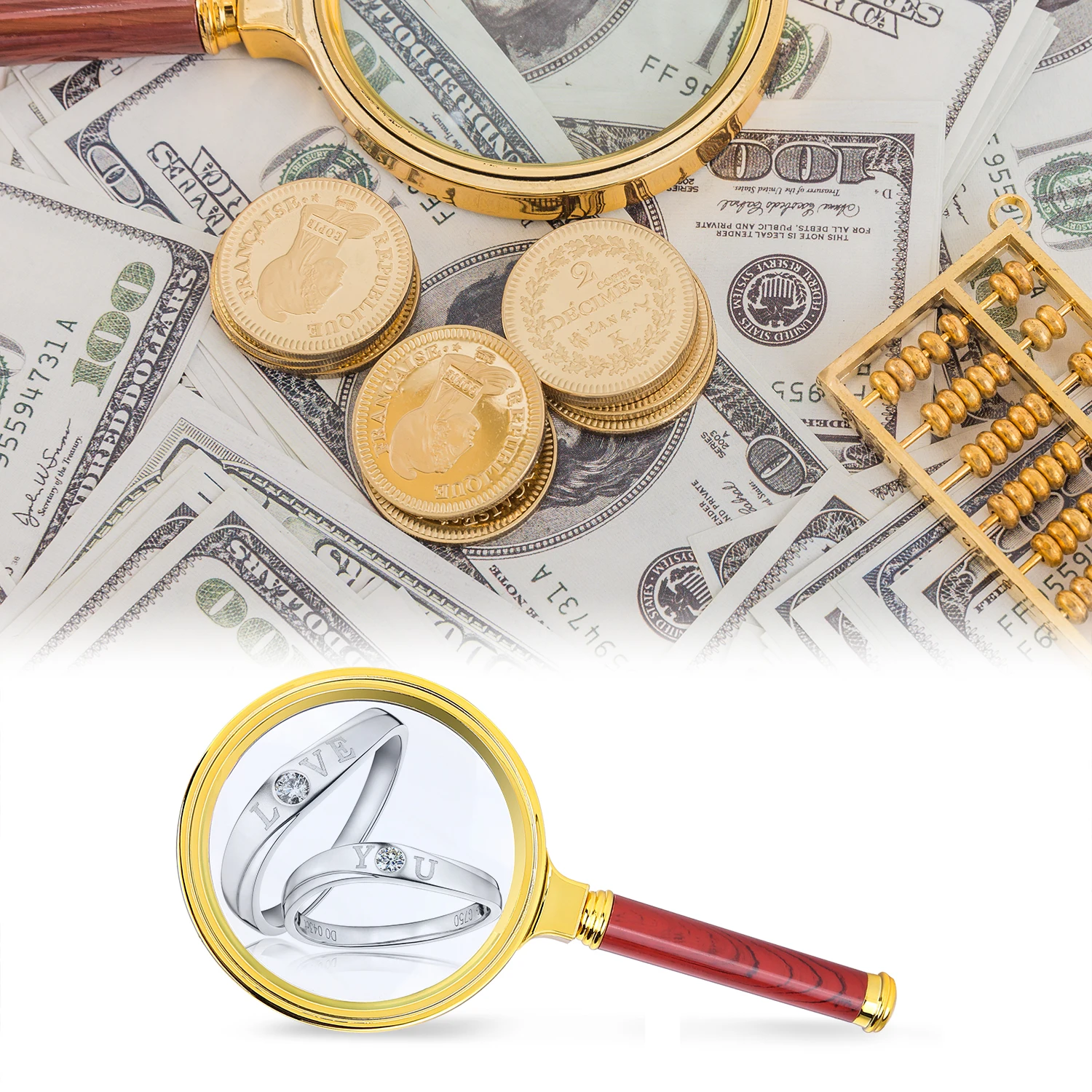 

6X Magnifier Glass Magnifying Cool Handheld 90mm Jewelry Loupe Reading Golden Frame Magnifier