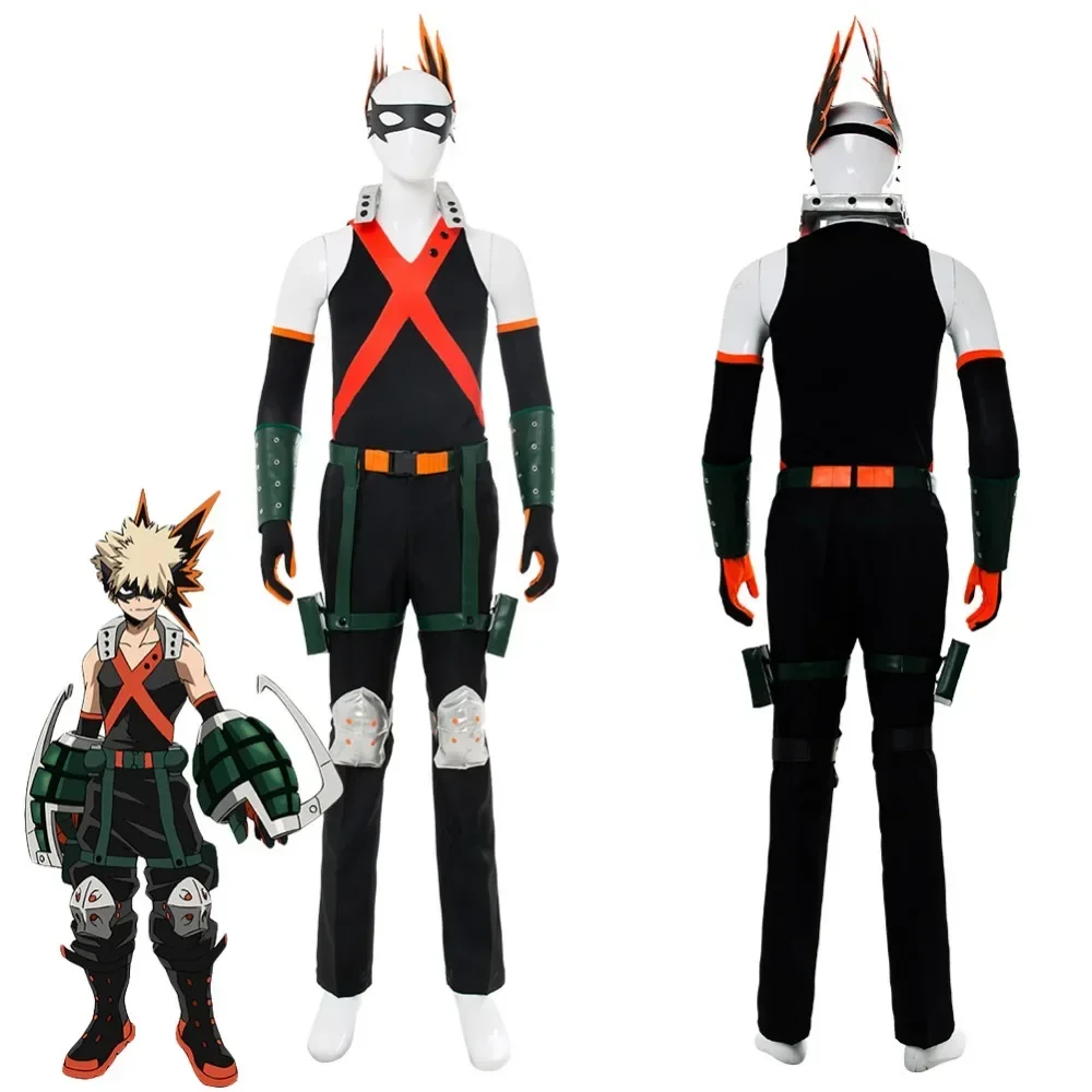 jike Hero Academia Boku Geen Katsuki Bakugou Косплей Костюм Наряд Volwassen Mannen Костюмы на Хэллоуин