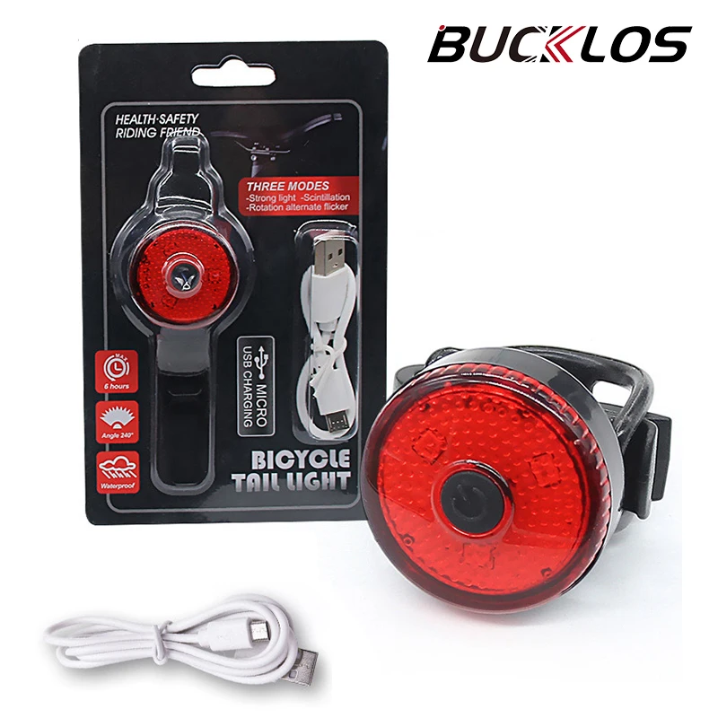 

BUCKLOS Bicycle Lighting Rear LED Light for Bicycle Lamp Rechargeable Bike Lanterns Cycling Rear Flashlight Bicycle Accessories