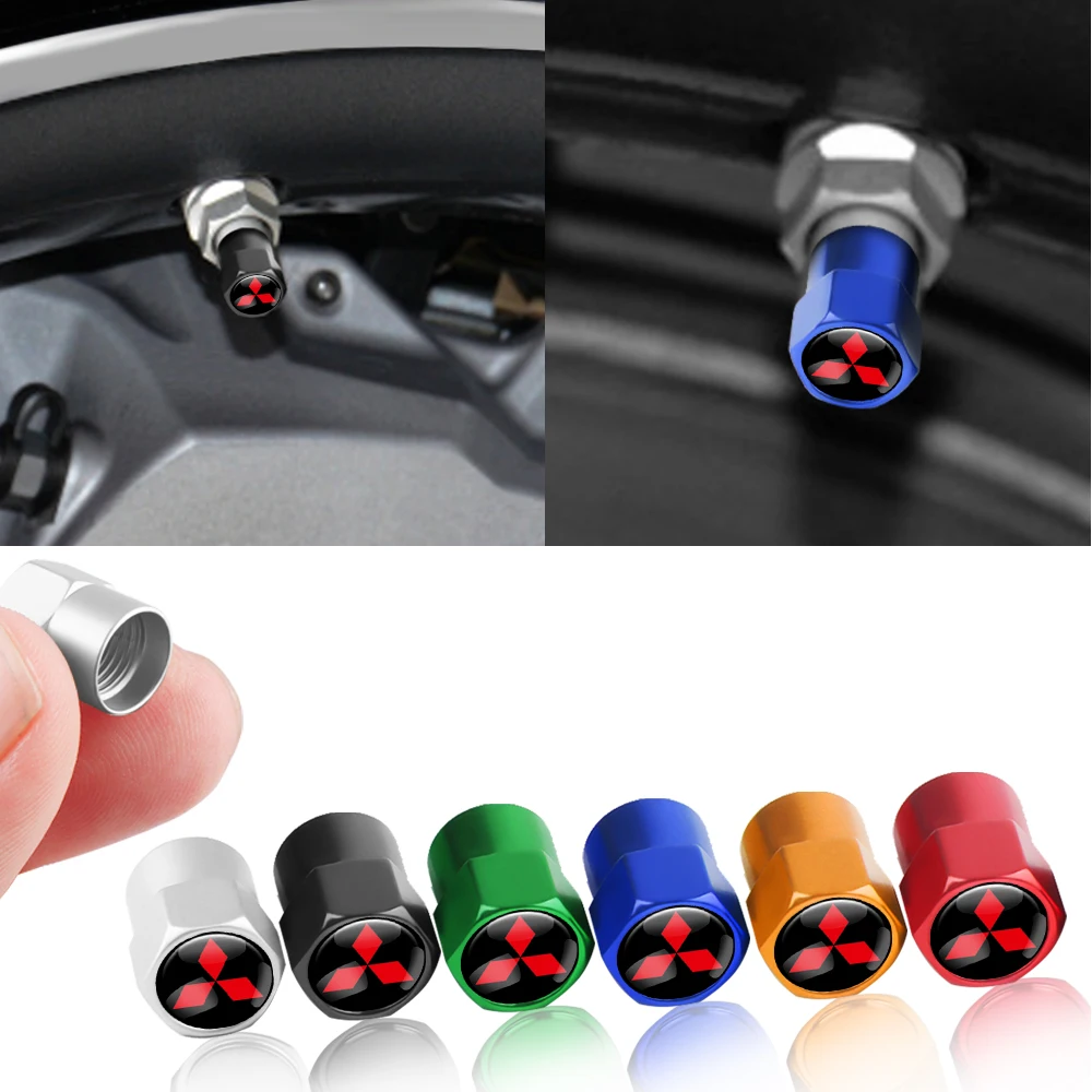 

Aluminum 4PCS Car Styling Wheel Tire Valve Stem Caps Cover For Mitsubishi ASX Lancer Pajero Outlander L200 EVO EX Ralliart etc