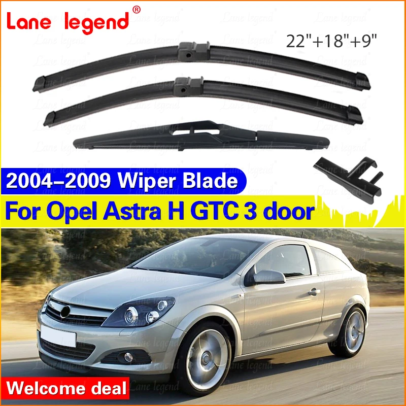 

Комплект из 3 щеток стеклоочистителя с левым рулем для Opel Astra H GTC, 3 двери, 2004-2019, переднее и заднее лобовое стекло, ветровое стекло, 2007 2008 г., 22 дюйма + 18 дюймов + 9 дюймов