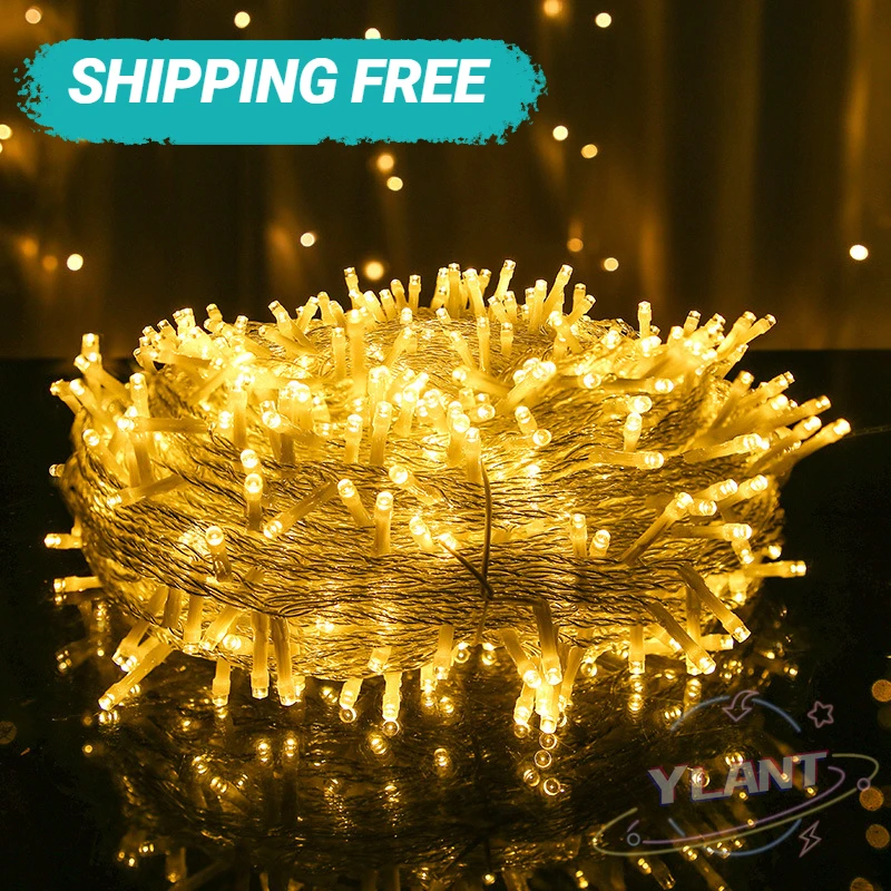 

YLANT 2022 New Year Christmas Garland LED 10M 100LED Icicle String Light Christmas Tree Decorations Decoration