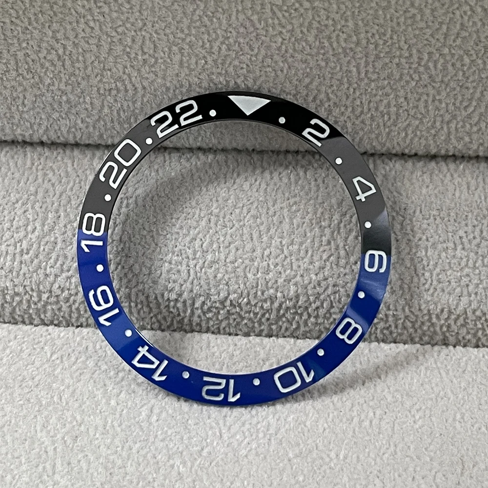 GMT Blue Black C3 Green/Blue Luminous 38mm x 30.6mm Watch Bezel Insert Ring fit Watch Case