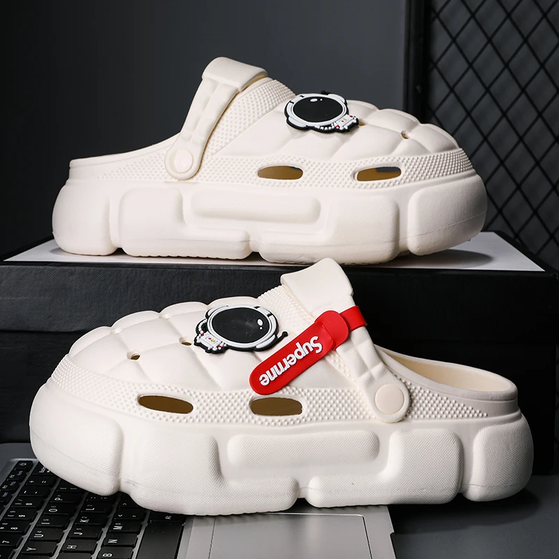 Summer Men's And Women's Flat Slippers Fashion Casual Couple's Wrap Slippers Outdoor Beach Hole Shoes Soft Comfortable Breathabl