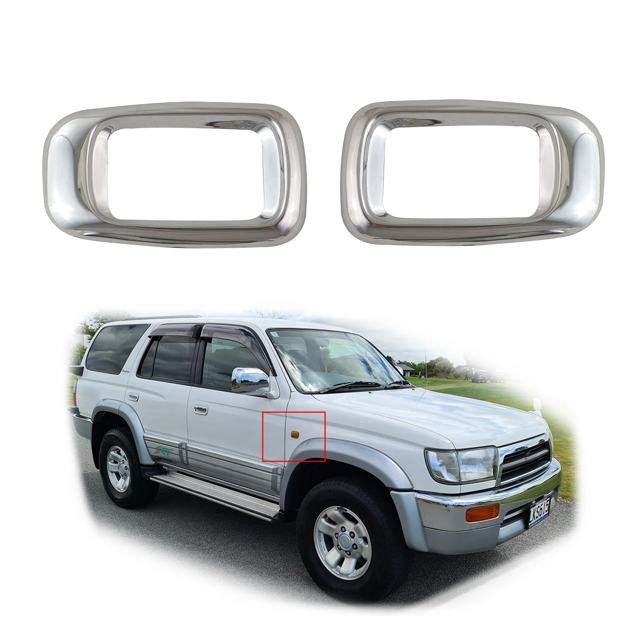 

Автомобильные хромированные аксессуары для Toyota Hilux Surf 1996 1997 1998 1999 2000 2001, крышка боковой лампы двери, наклейка