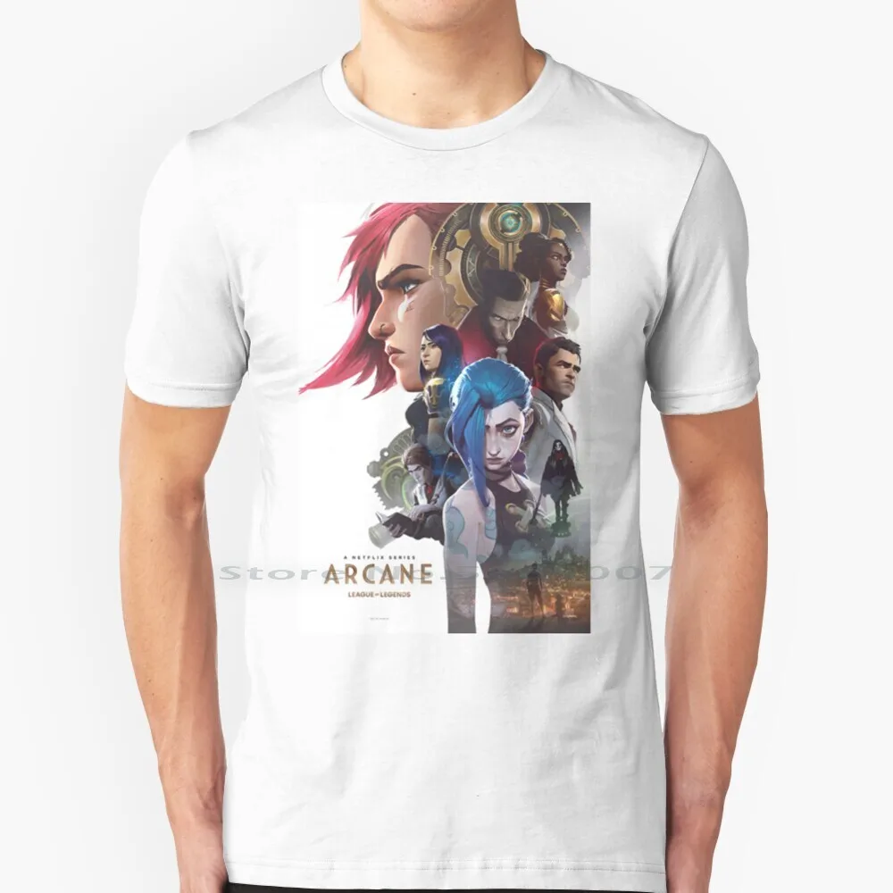 

Arcane Футболка 100% хлопок Лига Легенды Jinx Caitlyn Jayce Mel Silco Vander Viktor Arcane серия большой размер 6xl футболка подарок Мода