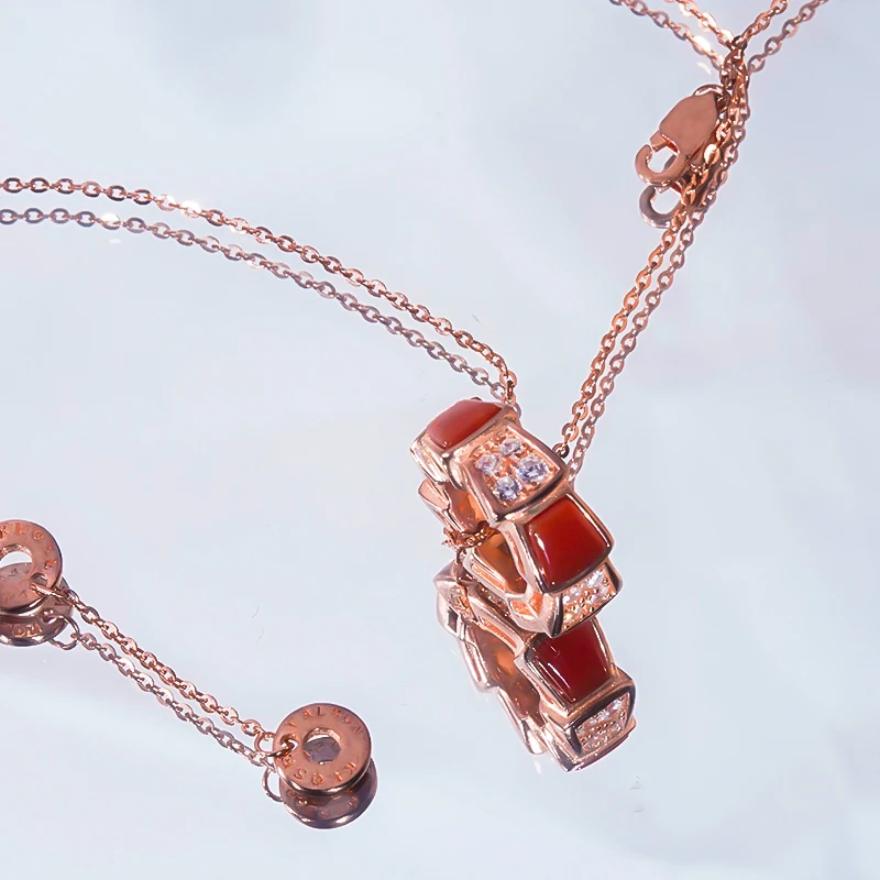 Ожерелье из стерлингового серебра с розовым золотом и красным белым перламутром