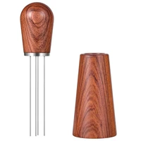 espresso coffee stirrer coffee stirring tool for espresso distribution natural wood handle and stand