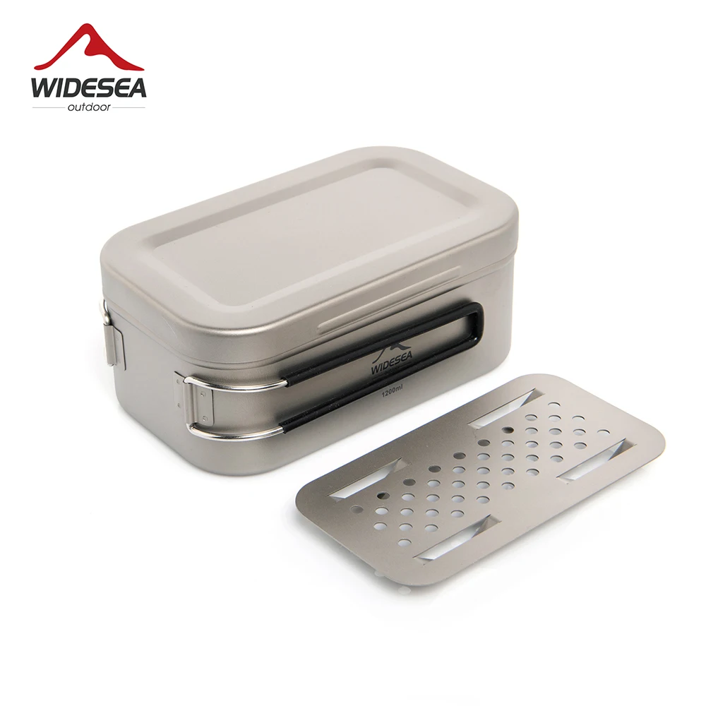 Widesea Camping Lunch Box Outdoor Lightweight Bento Box with Rack Lid Handle Picnic Foldable Tableware Cookware Pot Fishing