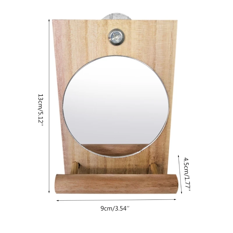 Игрушка-зеркало в виде птицы с деревянной подставкой для окуня-попугая Conures