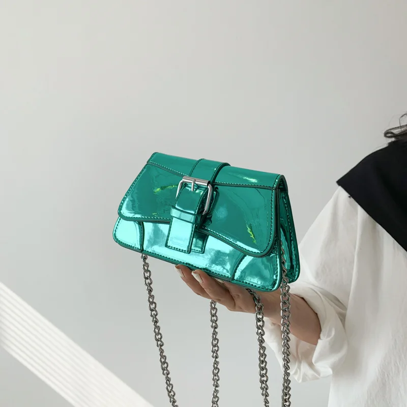 

Summer New Patent Leather Women's Small Square Bag Bright Colour Female Daily Shopping Shoulder Crossbody Bag Bolsa Feminina