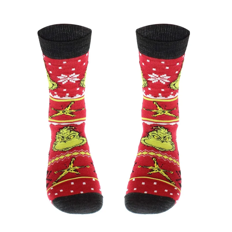 

Socks Funny Female Women Men Green Monster Sock Xmas Novelty Ghost Elf Casual Anime Hosiery Cotton Male Sock Christmas Gift
