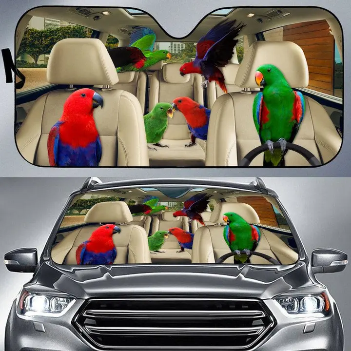 

Eclectus Parrot Dird Family Funny Windshield Sun Shade for Truck SUV Automotive Car Sun Shade Windshield Covers Cute Foldable
