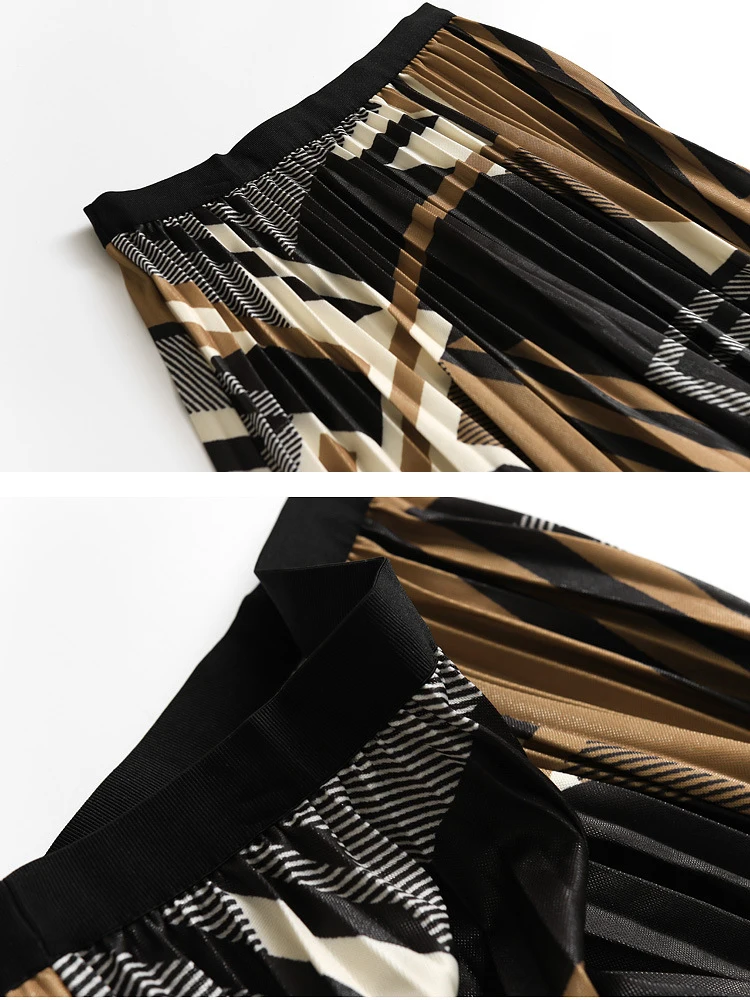 VOLALO Y2K Длинная плиссированная юбка миди для женщин 2024 новая эластичная